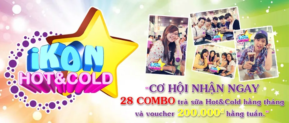Banner iKON Hot&Cold: cơ hội nhận 28 combo trà sữa hằng tháng và voucher 200.000đ hằng tuần